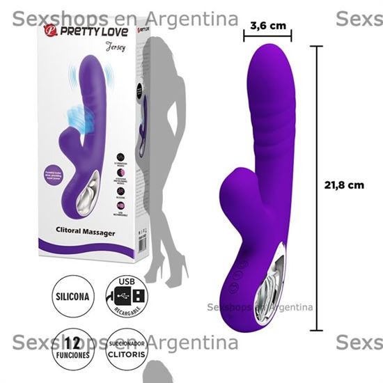 Estimulador de punto G con succionador de clitoris y carga USB